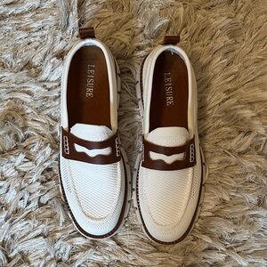 White and Brown Loafers